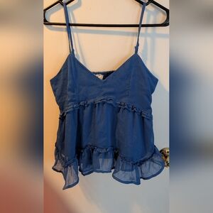 Sadie And Sage Women's Blue Ruffled Top